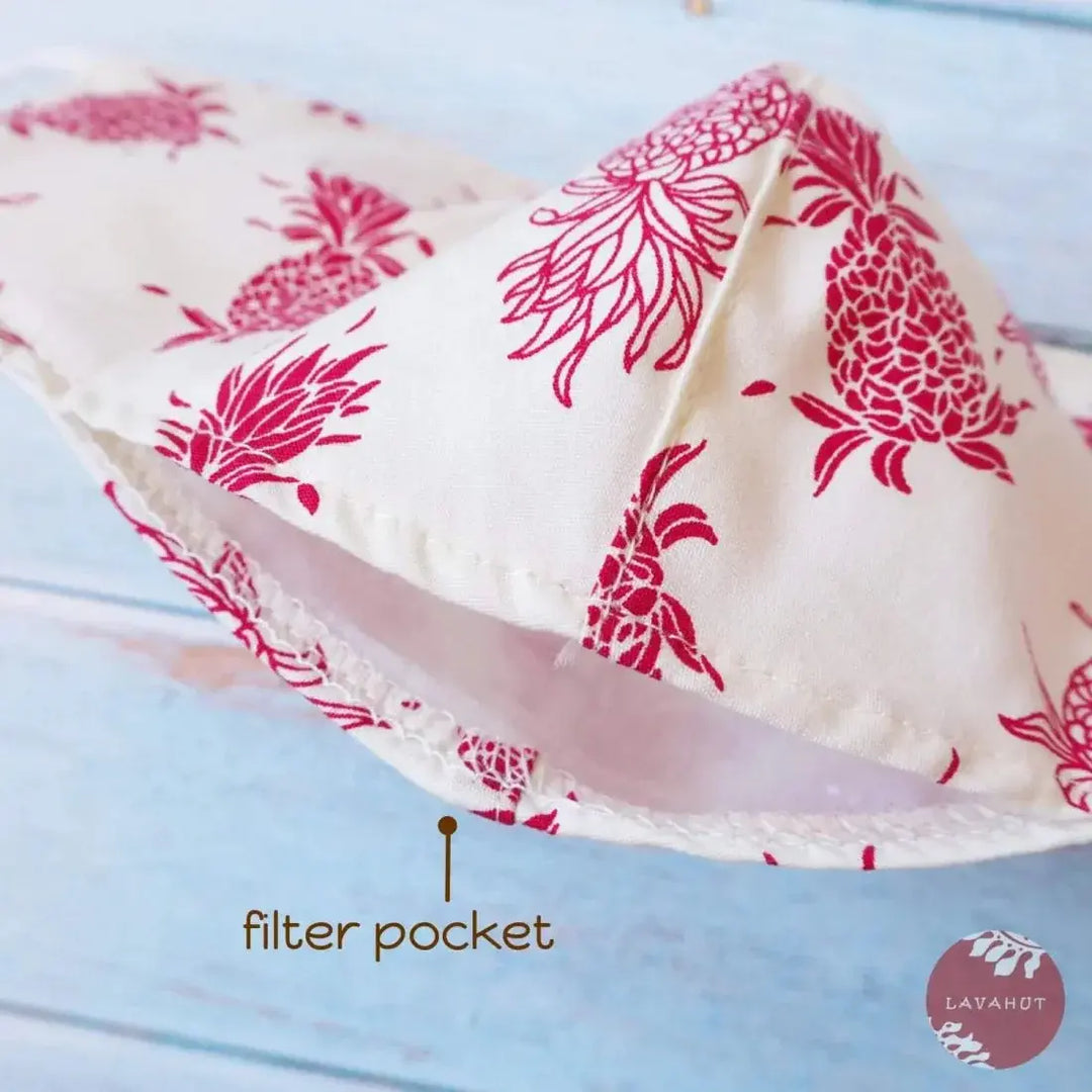 Adjustable + Filter Pocket • Cream Pineapple Swirl - Made in Hawaii