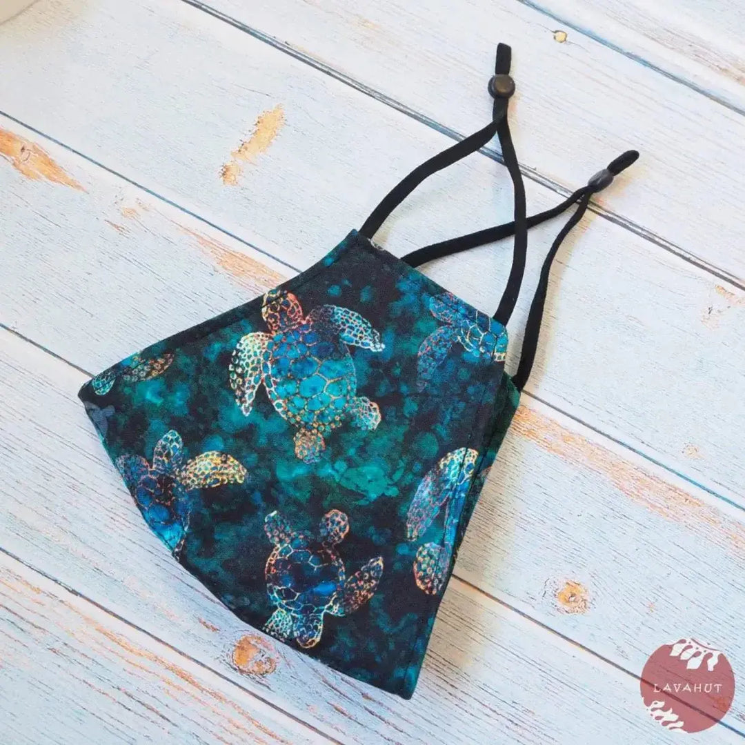 Adjustable + Filter Pocket • Deep Blue Turtle Bay - Made in Hawaii