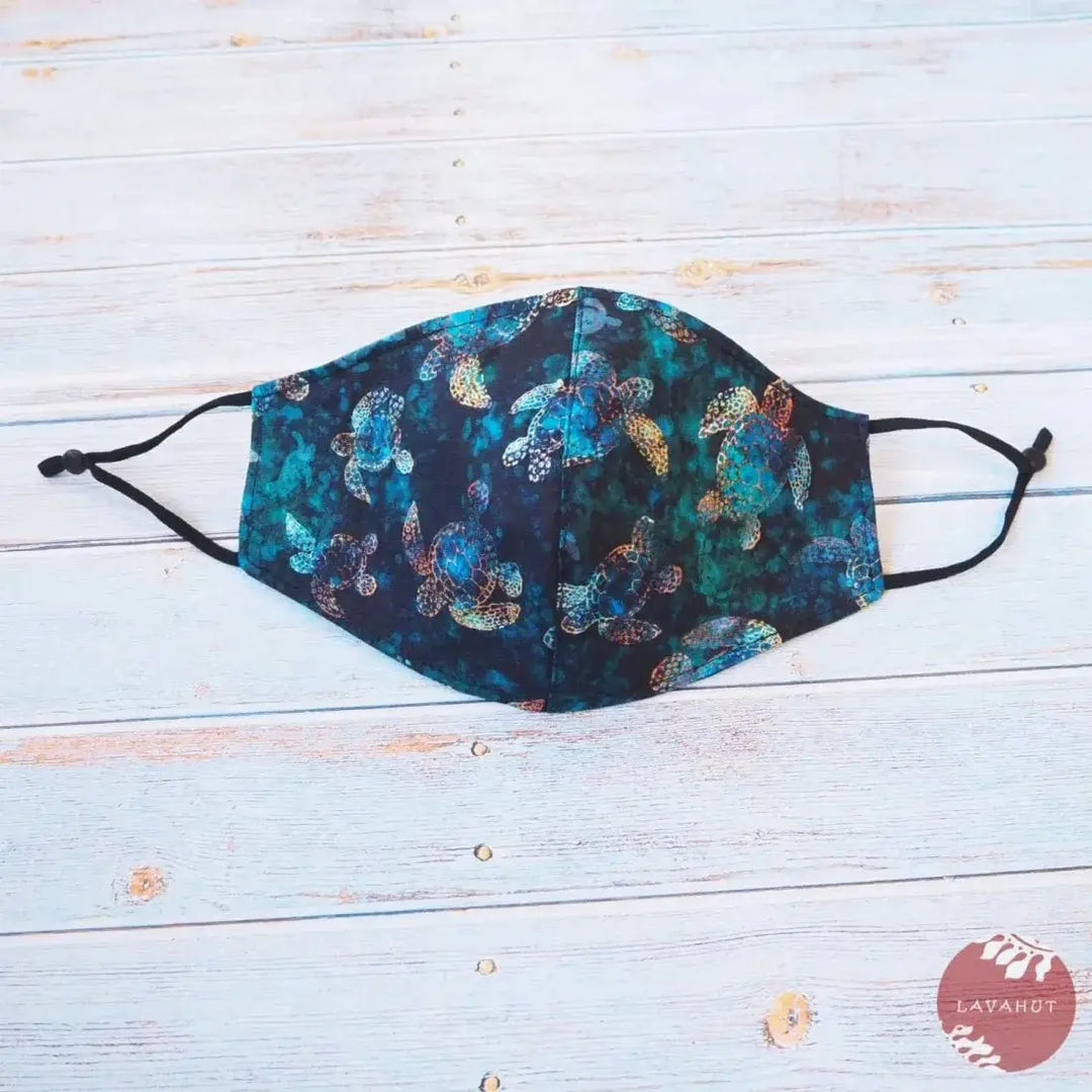 Adjustable + Filter Pocket • Deep Blue Turtle Bay - Made in Hawaii