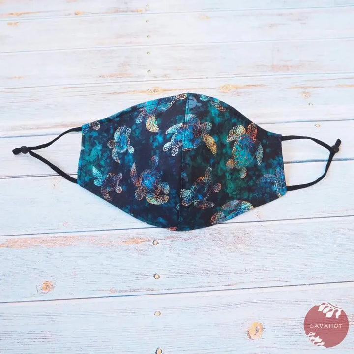 Adjustable + Filter Pocket • Deep Blue Turtle Bay - Made in Hawaii