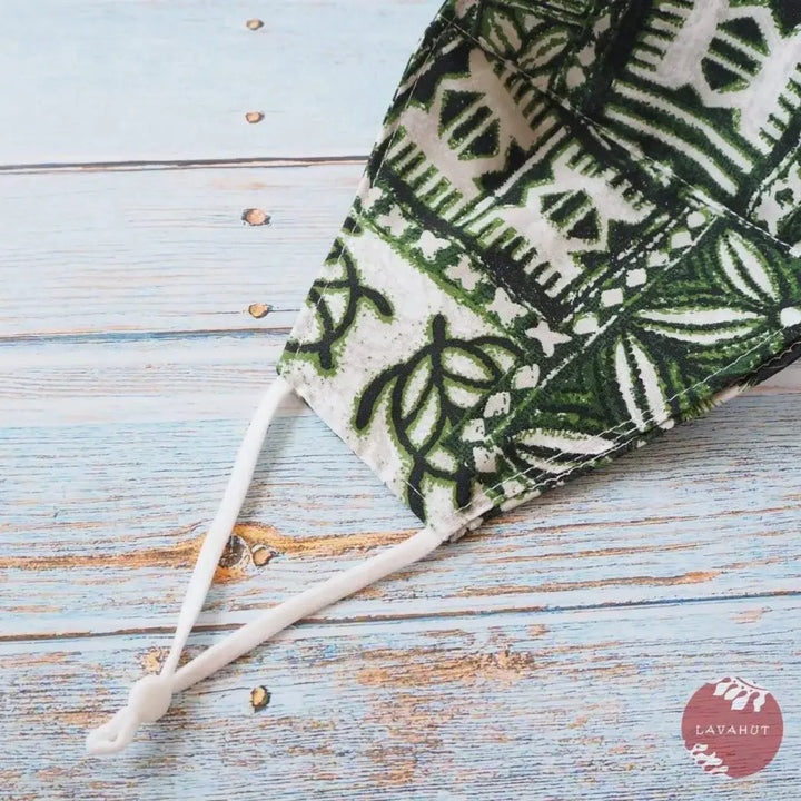 Adjustable + Filter Pocket • Green Petroglyphs - Made in Hawaii