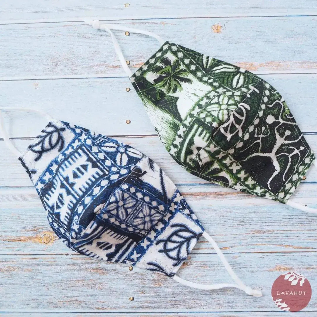 Adjustable + Filter Pocket • Green Petroglyphs - Made in Hawaii