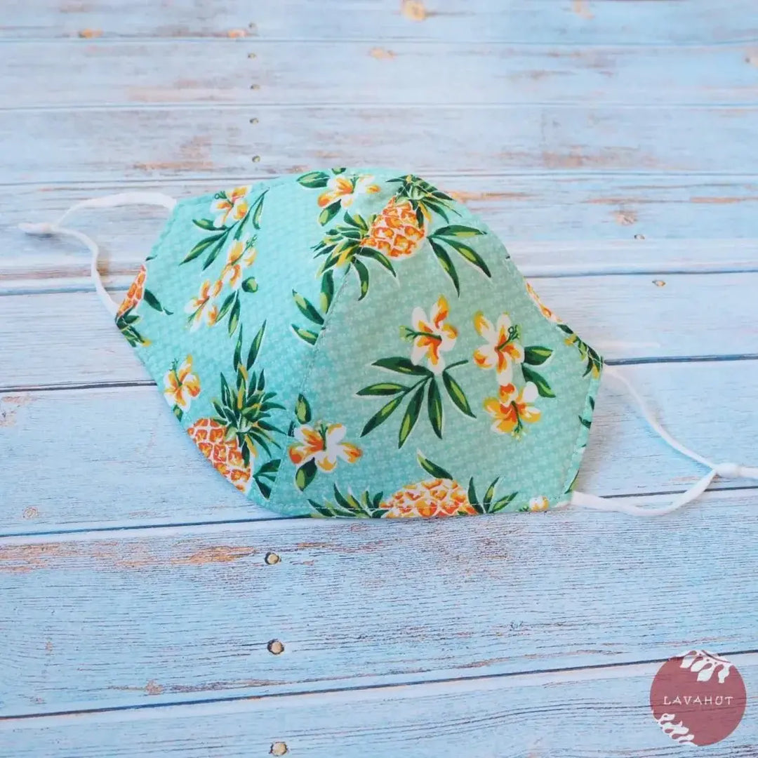 Adjustable + Filter Pocket • Green Pineapple Fun - Made in Hawaii