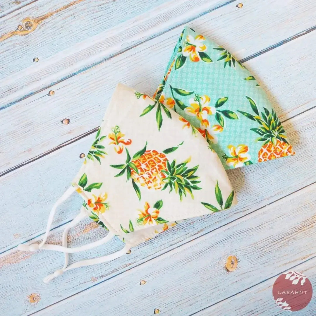 Adjustable + Filter Pocket • Green Pineapple Fun - Made in Hawaii