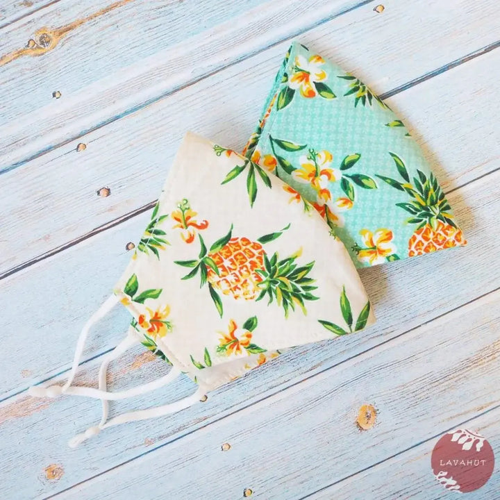 Adjustable + Filter Pocket • Green Pineapple Fun - Made in Hawaii