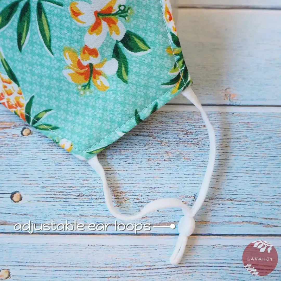Adjustable + Filter Pocket • Green Pineapple Fun - Made in Hawaii