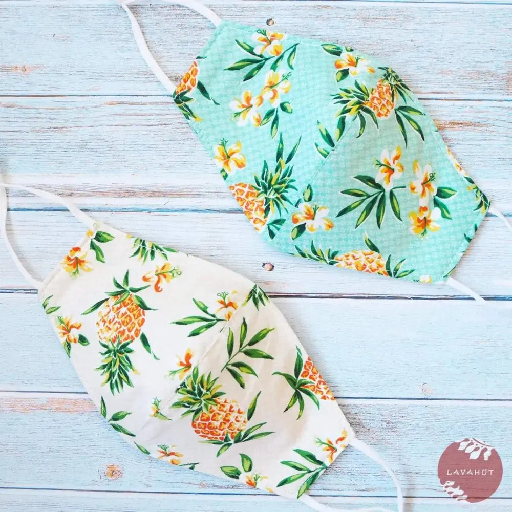 Adjustable + Filter Pocket • Green Pineapple Fun - Made in Hawaii