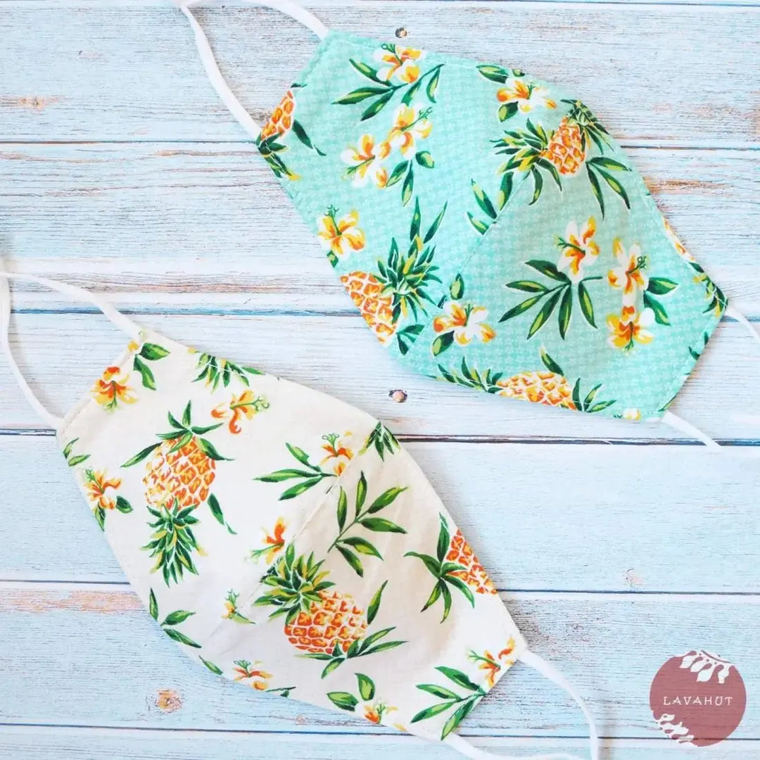 Adjustable + Filter Pocket • Green Pineapple Fun - Made in Hawaii