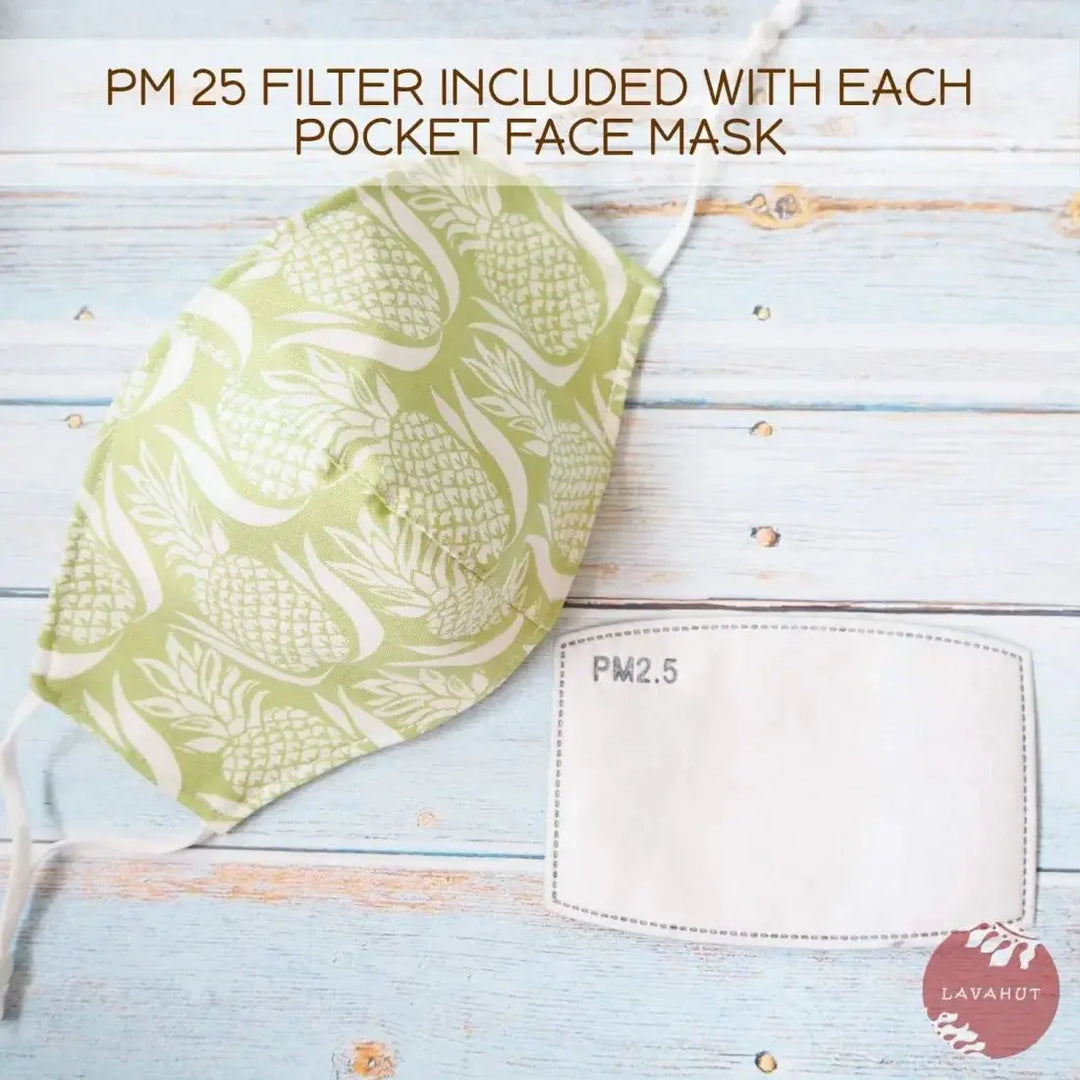 Adjustable + Filter Pocket • Green Royal Pineapple - Made in Hawaii
