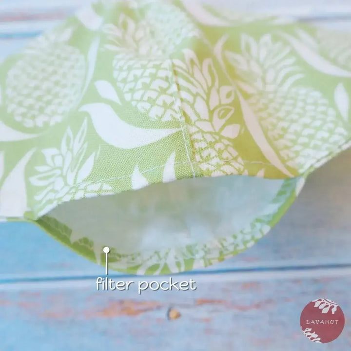 Adjustable + Filter Pocket • Green Royal Pineapple - Made in Hawaii