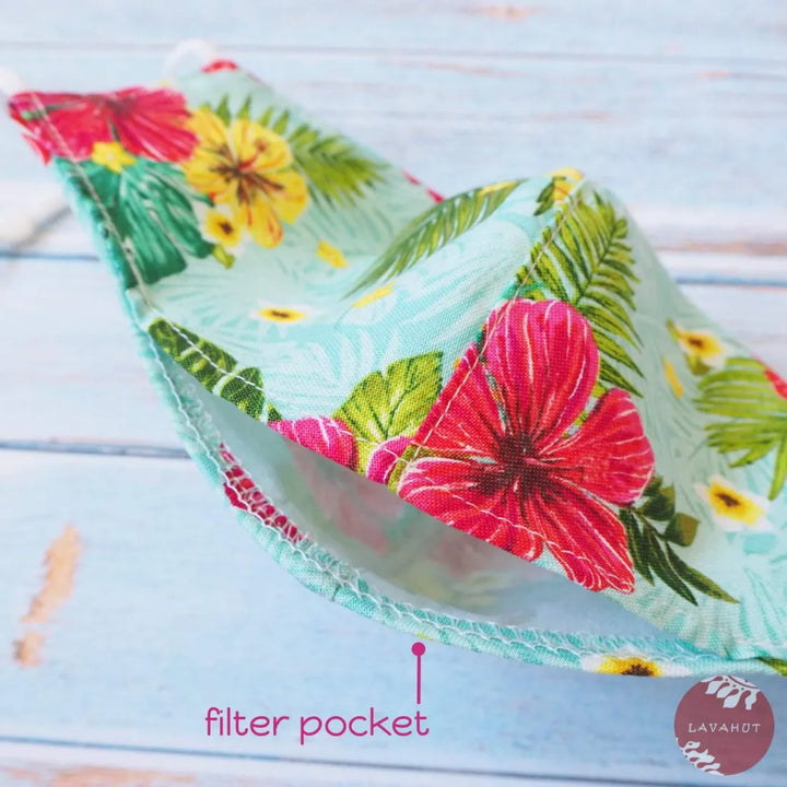 Adjustable + Filter Pocket ?? Green Tropics - Made in Hawaii