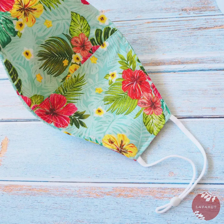 Adjustable + Filter Pocket ?? Green Tropics - Made in Hawaii