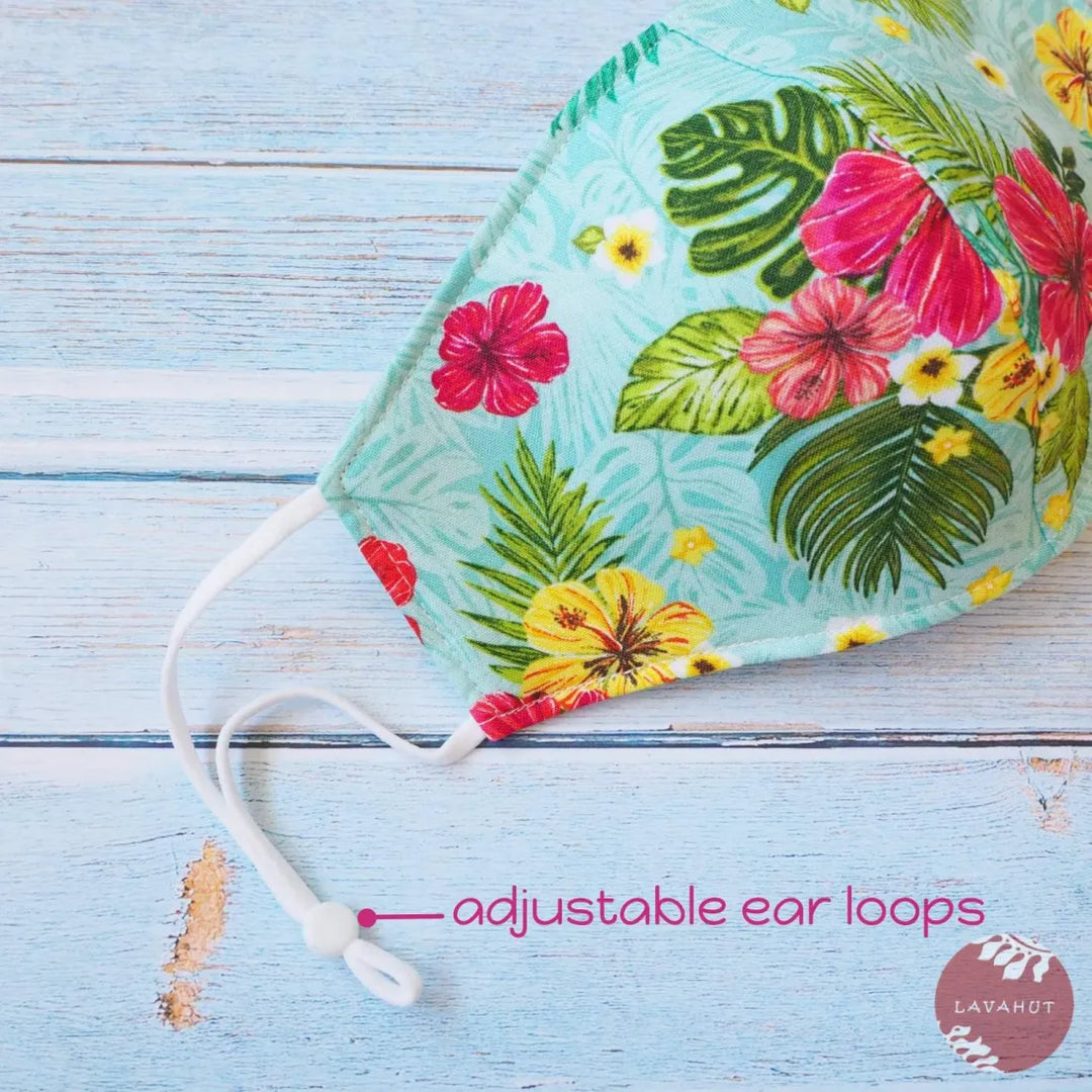 Adjustable + Filter Pocket ?? Green Tropics - Made in Hawaii