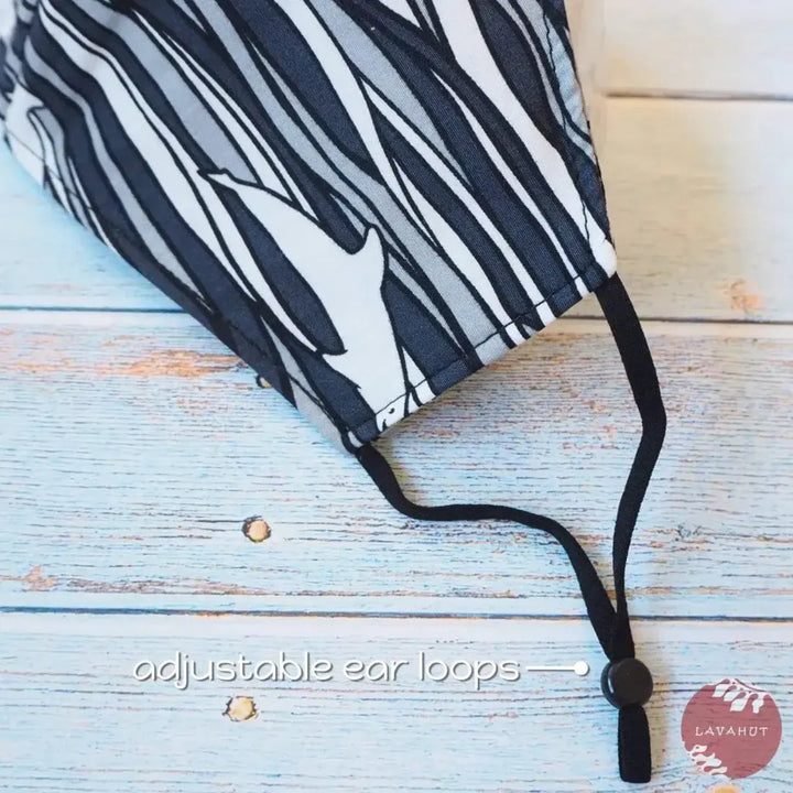 Adjustable + Filter Pocket • Grey Dolphin Sea Wave - Made in Hawaii