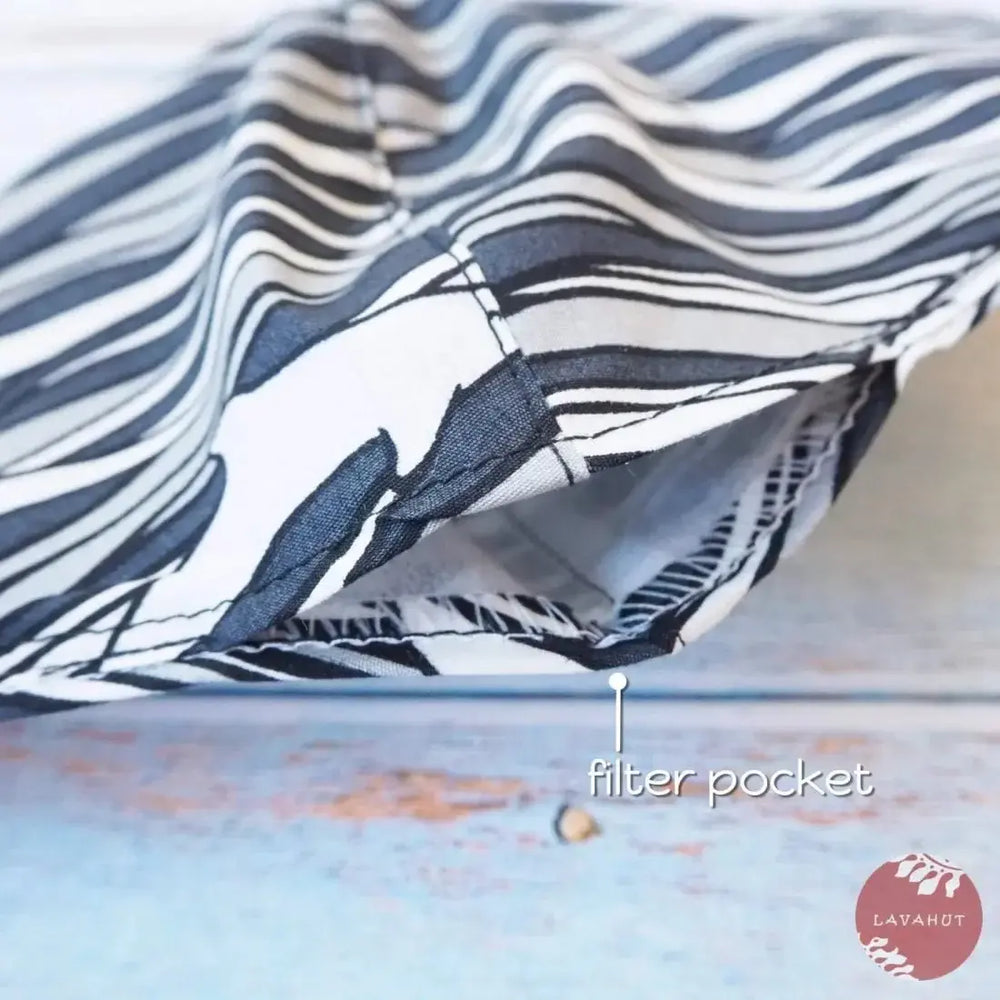 Adjustable + Filter Pocket • Grey Dolphin Sea Wave - Made in Hawaii