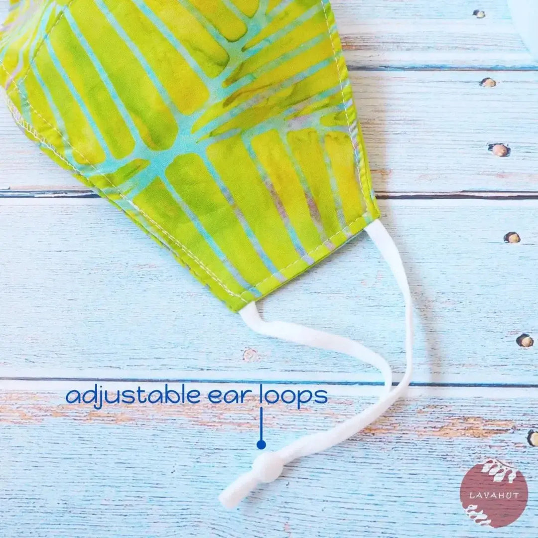 Adjustable + Filter Pocket • Lime Green Banana Leaves - Made in Hawaii