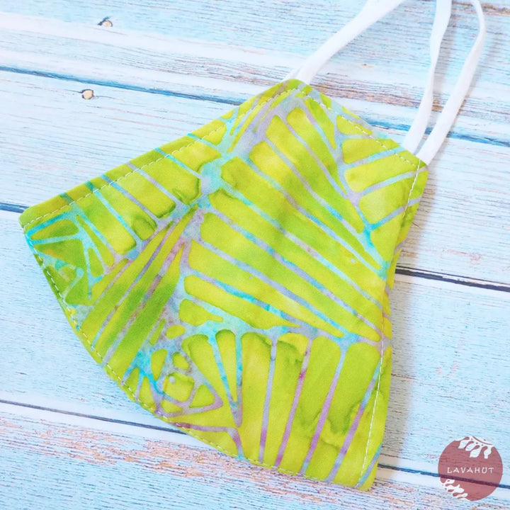 Adjustable + Filter Pocket ?? Lime Green Banana Leaves - Made in Hawaii