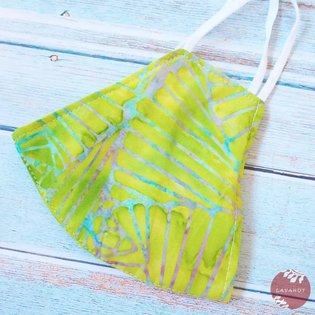 Adjustable + Filter Pocket • Lime Green Banana Leaves - Made in Hawaii