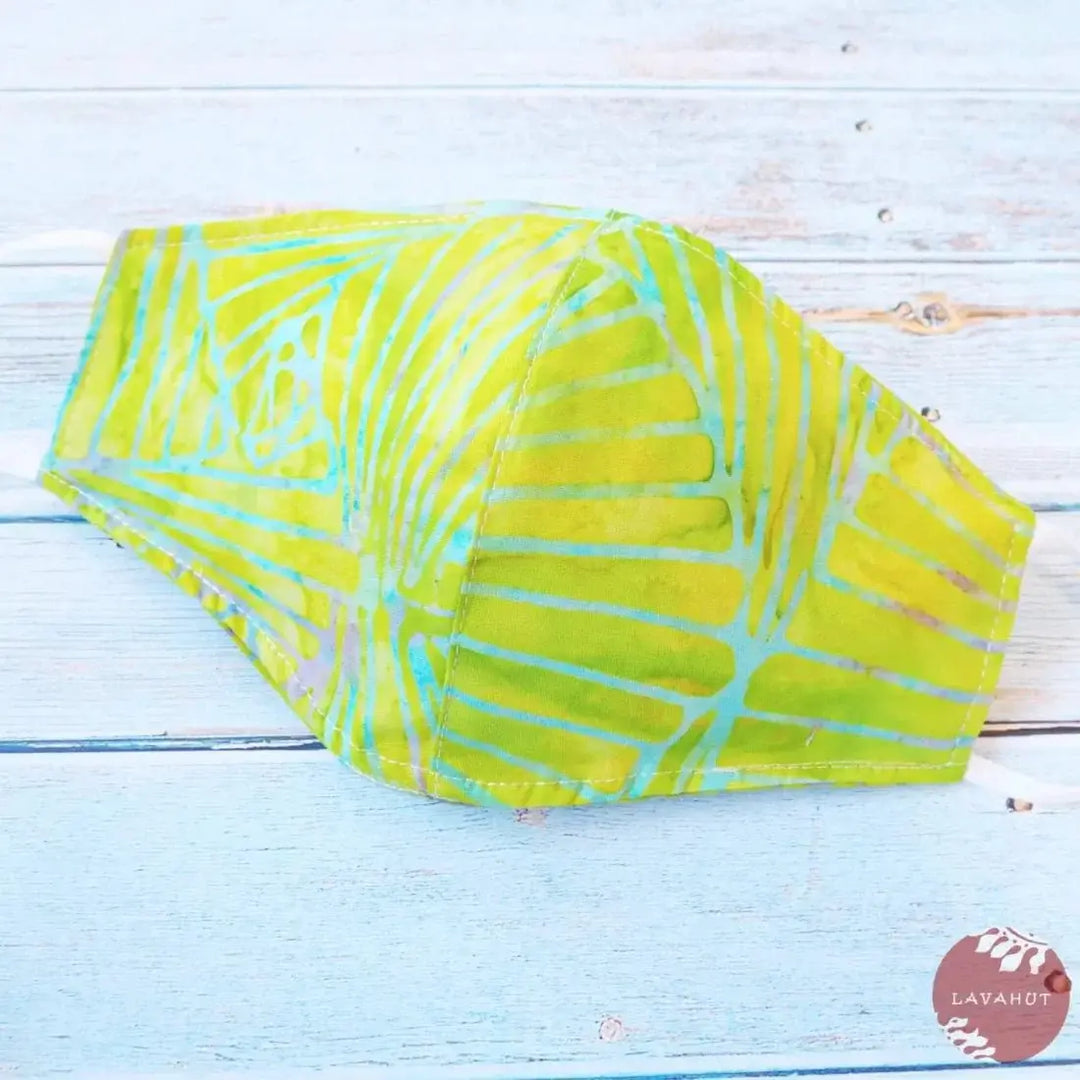 Adjustable + Filter Pocket • Lime Green Banana Leaves - Made in Hawaii