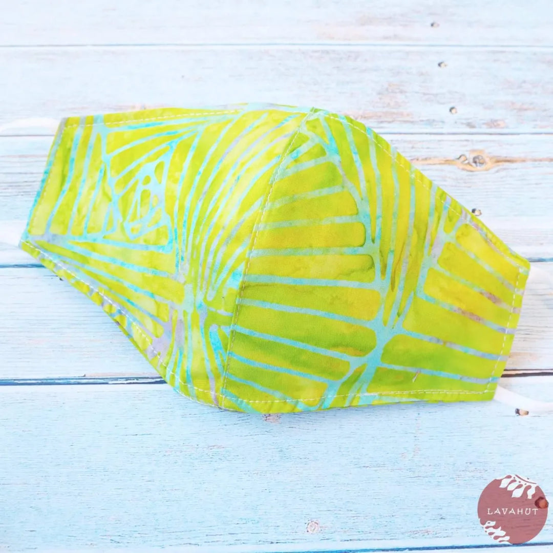 Adjustable + Filter Pocket ?? Lime Green Banana Leaves - Made in Hawaii