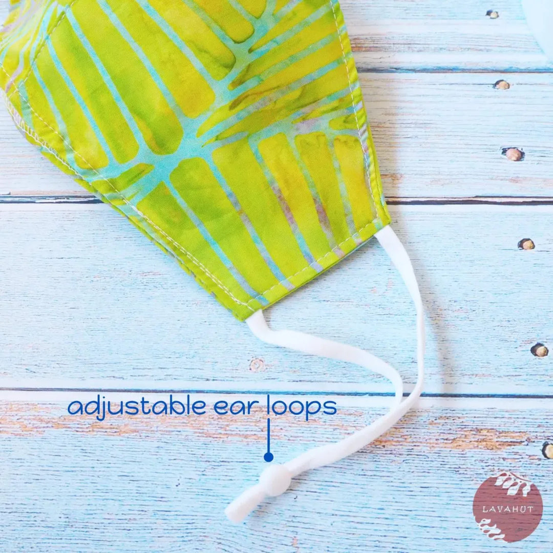 Adjustable + Filter Pocket ?? Lime Green Banana Leaves - Made in Hawaii