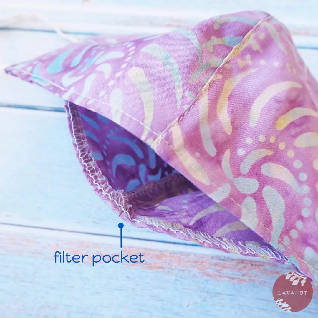 Adjustable + Filter Pocket ?? Purple Dotted Snail - Made in Hawaii