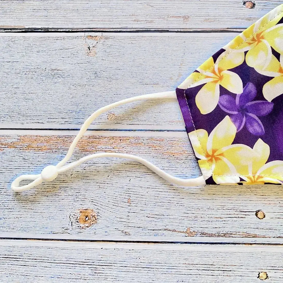 Adjustable + Filter Pocket • Purple Plumeria Magic - Made in Hawaii