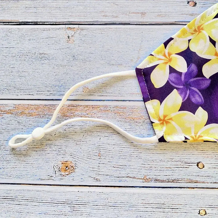 Adjustable + Filter Pocket • Purple Plumeria Magic - Made in Hawaii