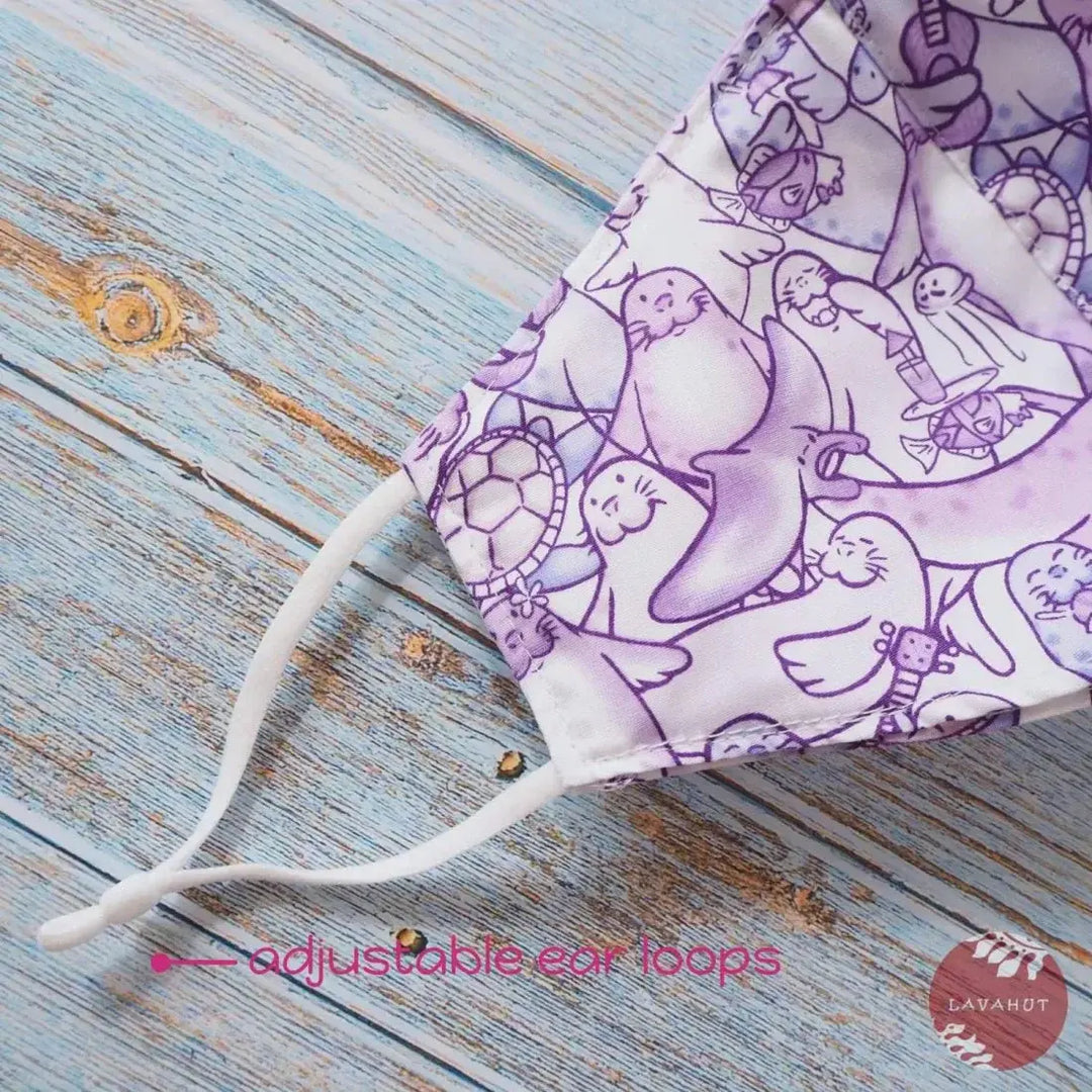 Adjustable + Filter Pocket • Purple Seal Party - Made in Hawaii