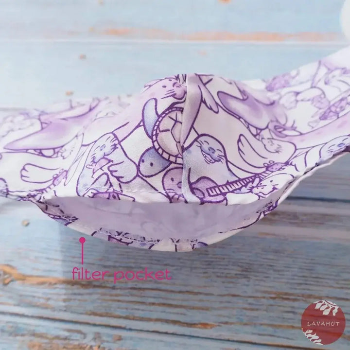 Adjustable + Filter Pocket • Purple Seal Party - Made in Hawaii