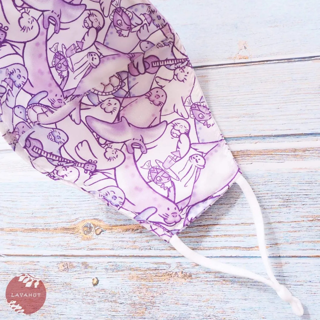 Adjustable + Filter Pocket ?? Purple Seal Party - Made in Hawaii