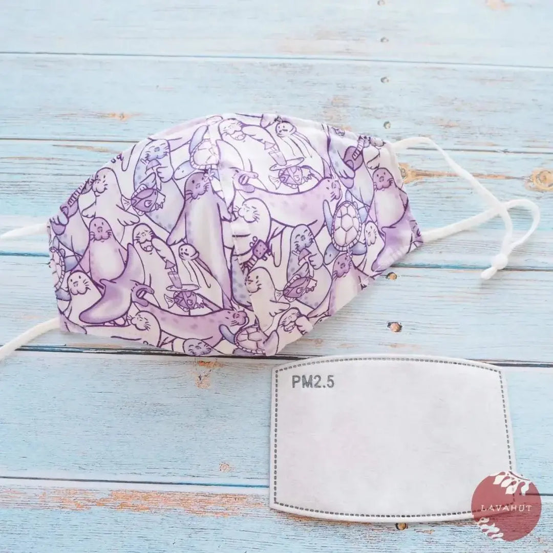 Adjustable + Filter Pocket • Purple Seal Party - Made in Hawaii