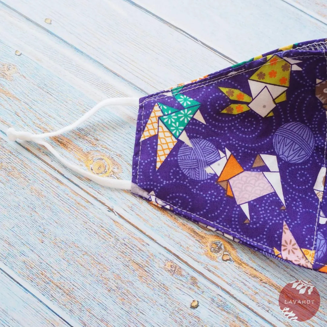 Adjustable + Filter Pocket • Purple Zodiac Origami Animals - Made in Hawaii