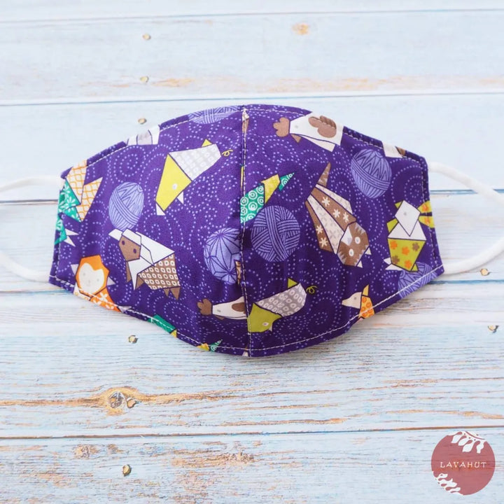 Adjustable + Filter Pocket • Purple Zodiac Origami Animals - Made in Hawaii