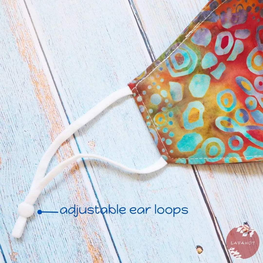 Adjustable + Filter Pocket • Red Carnival Blooms – Authentic Hawaiian Face Mask by Lavahut