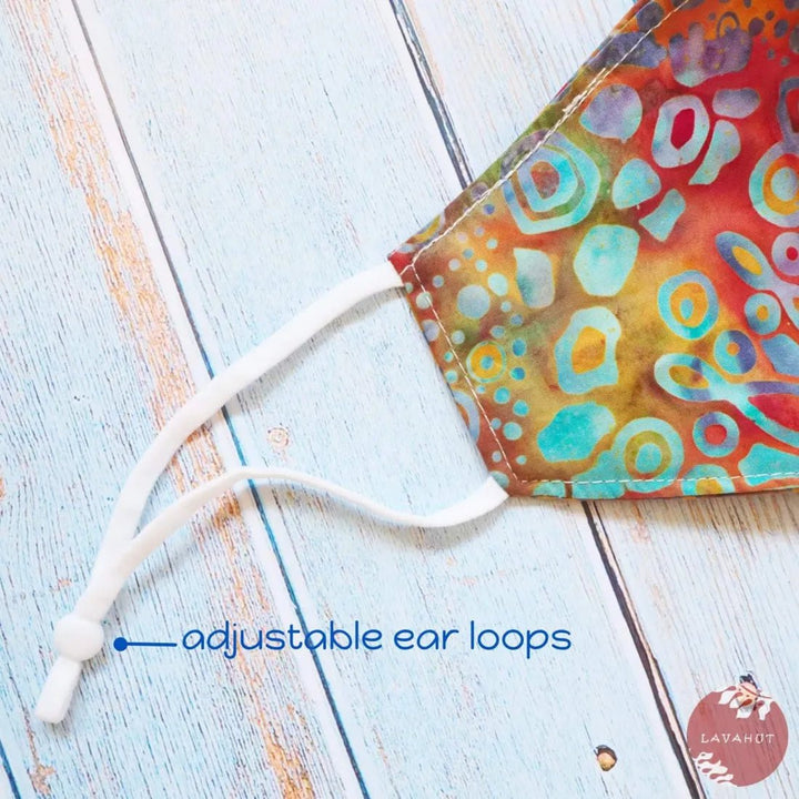 Adjustable + Filter Pocket • Red Carnival Blooms – Authentic Hawaiian Face Mask by Lavahut