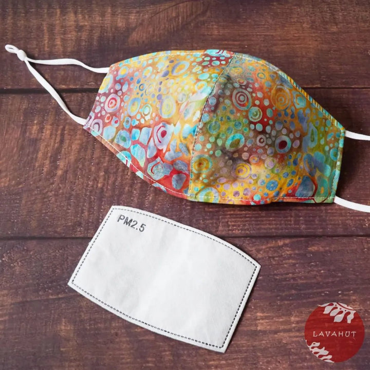 Adjustable + Filter Pocket • Red Carnival Blooms – Authentic Hawaiian Face Mask by Lavahut