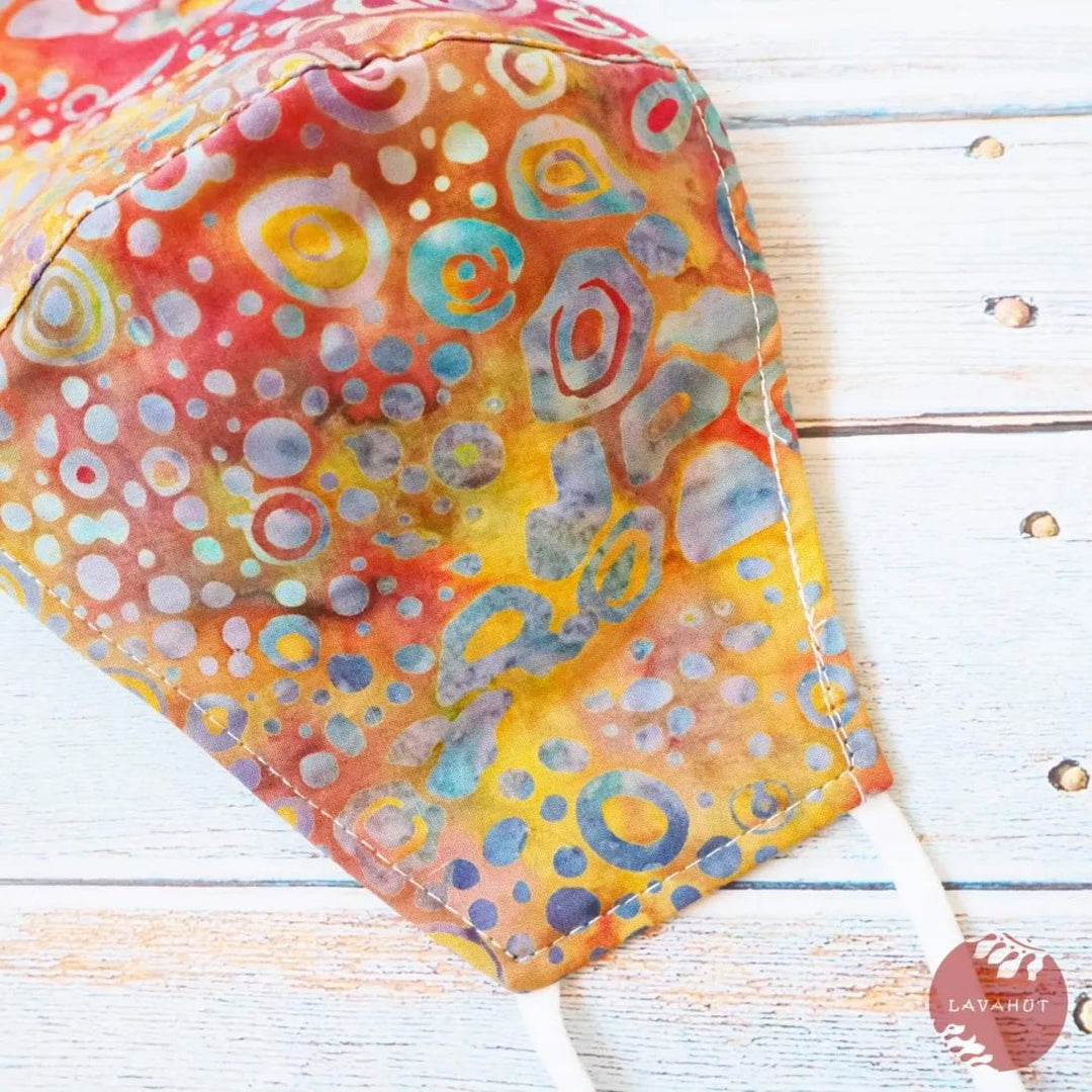 Adjustable + Filter Pocket • Red Carnival Blooms – Authentic Hawaiian Face Mask by Lavahut