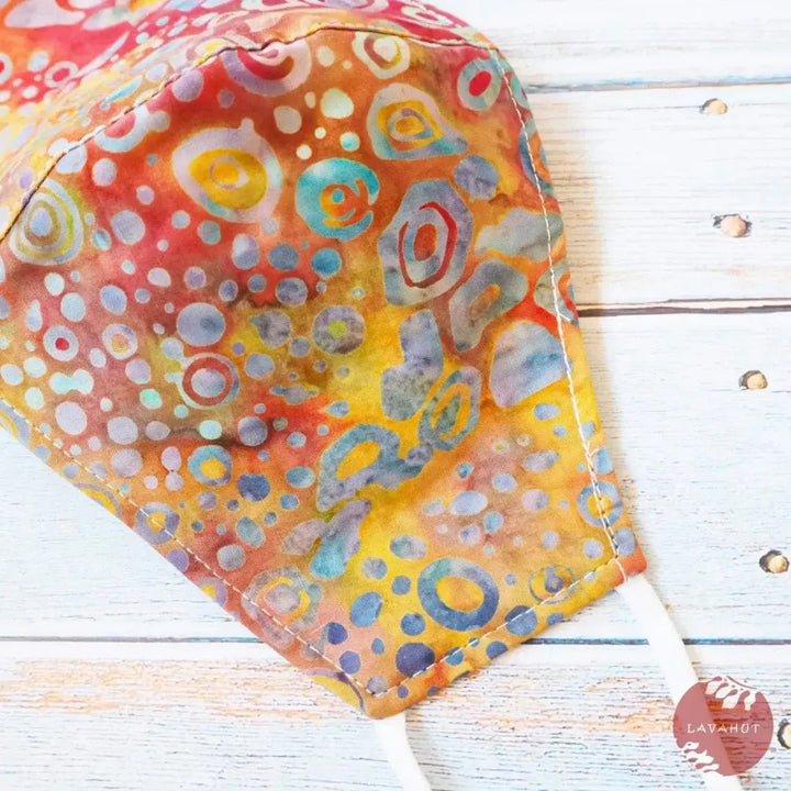 Adjustable + Filter Pocket • Red Carnival Blooms - Made in Hawaii