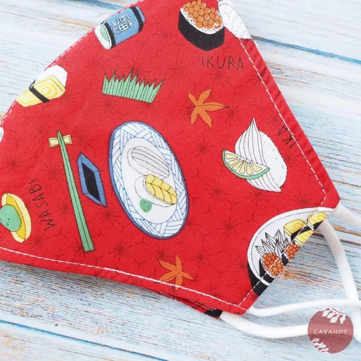 Adjustable + Filter Pocket • Red ?I Love Sushi’ - Made in Hawaii