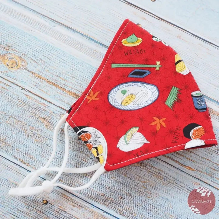 Adjustable + Filter Pocket • Red ?I Love Sushi’ - Made in Hawaii
