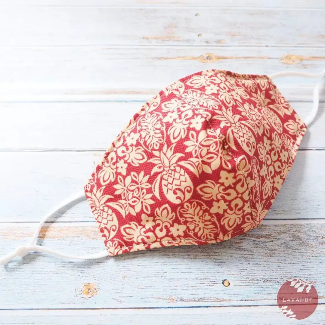 Adjustable + Filter Pocket • Red Pineapple Crown - Made in Hawaii