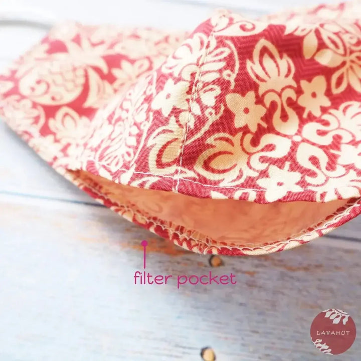 Adjustable + Filter Pocket • Red Pineapple Crown - Made in Hawaii