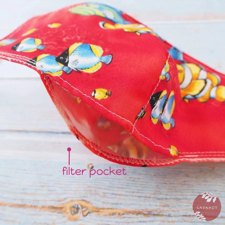 Adjustable + Filter Pocket • Red Sea LIfe – Authentic Hawaiian Face Mask by Lavahut
