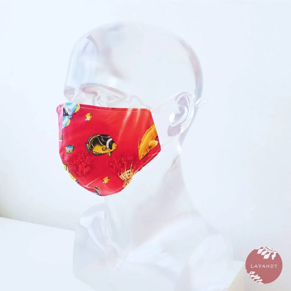 Adjustable + Filter Pocket • Red Sea LIfe – Authentic Hawaiian Face Mask by Lavahut