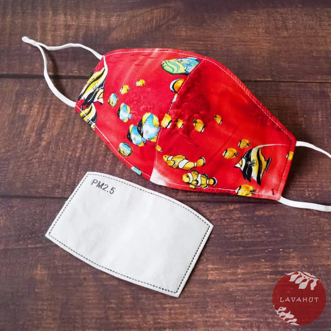 Adjustable + Filter Pocket • Red Sea LIfe – Authentic Hawaiian Face Mask by Lavahut
