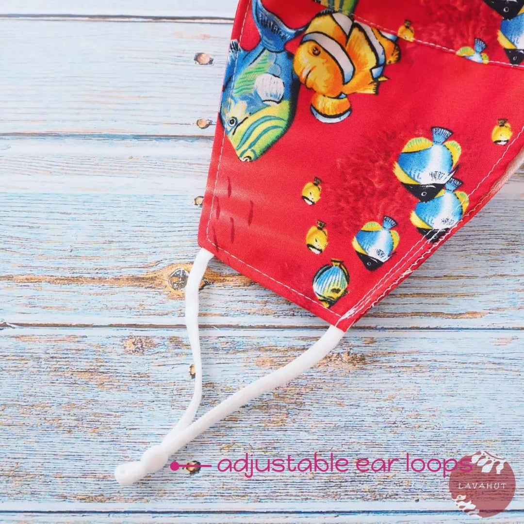 Adjustable + Filter Pocket • Red Sea LIfe – Authentic Hawaiian Face Mask by Lavahut