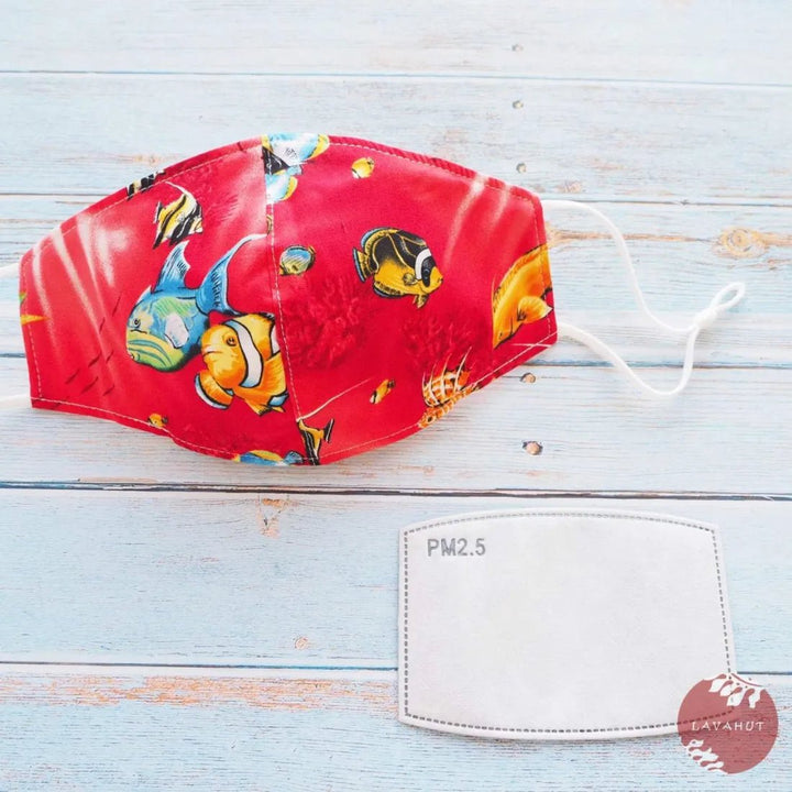 Adjustable + Filter Pocket • Red Sea LIfe – Authentic Hawaiian Face Mask by Lavahut