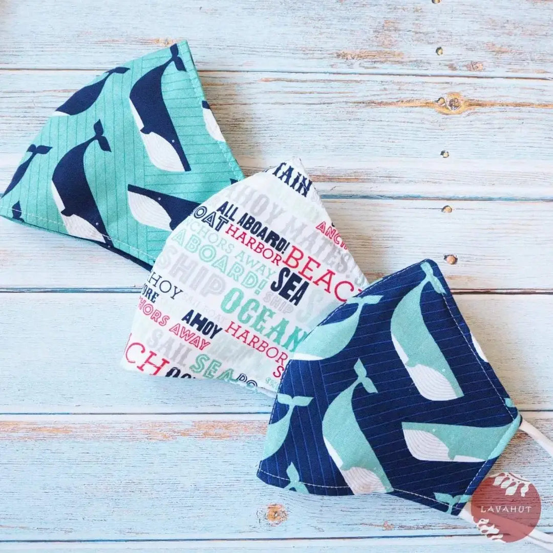 Adjustable + Filter Pocket • Teal Gentle Whales - Made in Hawaii
