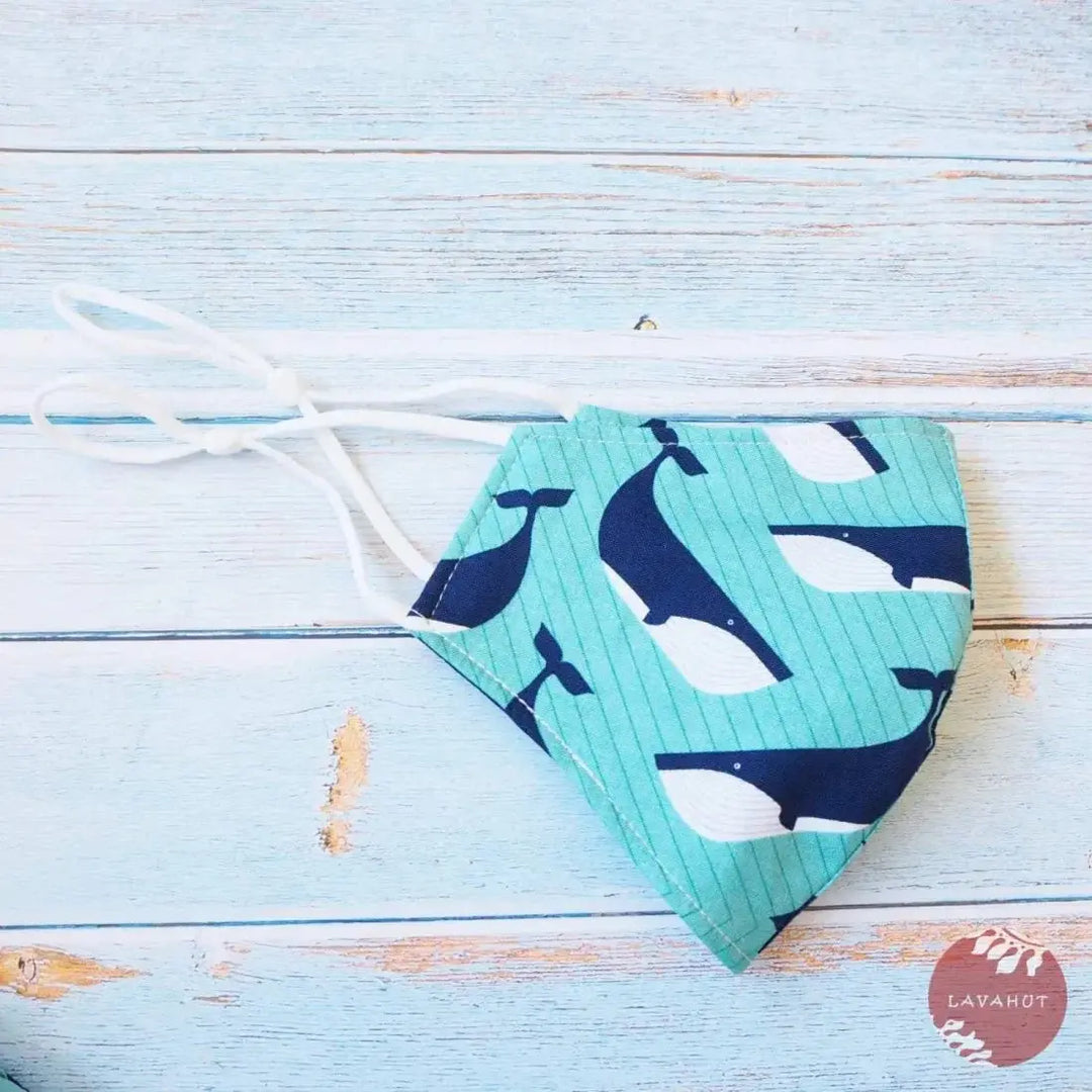 Adjustable + Filter Pocket • Teal Gentle Whales - Made in Hawaii